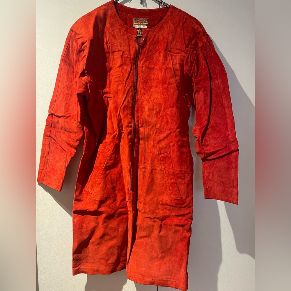 Rich Red Suede Jacket Dress – Size 4